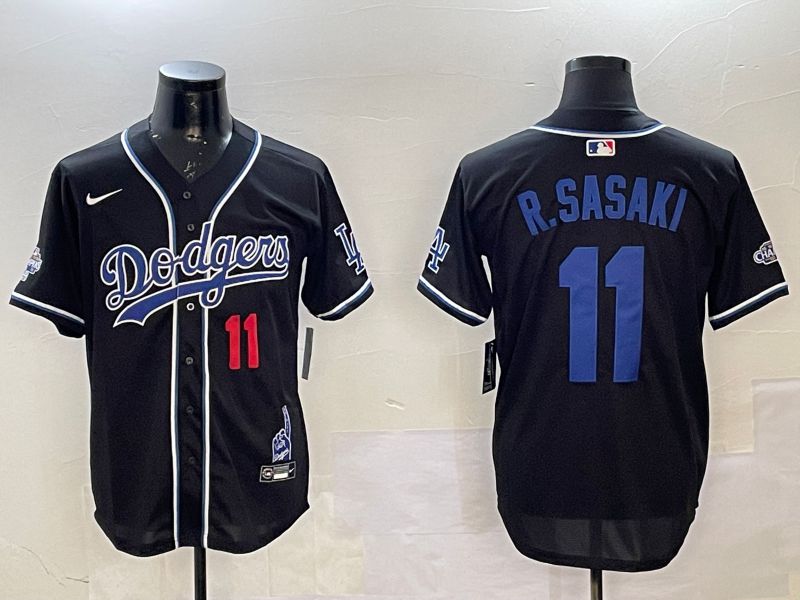 Men Los Angeles Dodgers #11 R.Sasaki Black Fashion Game 2025 Nike MLB Jersey style 8